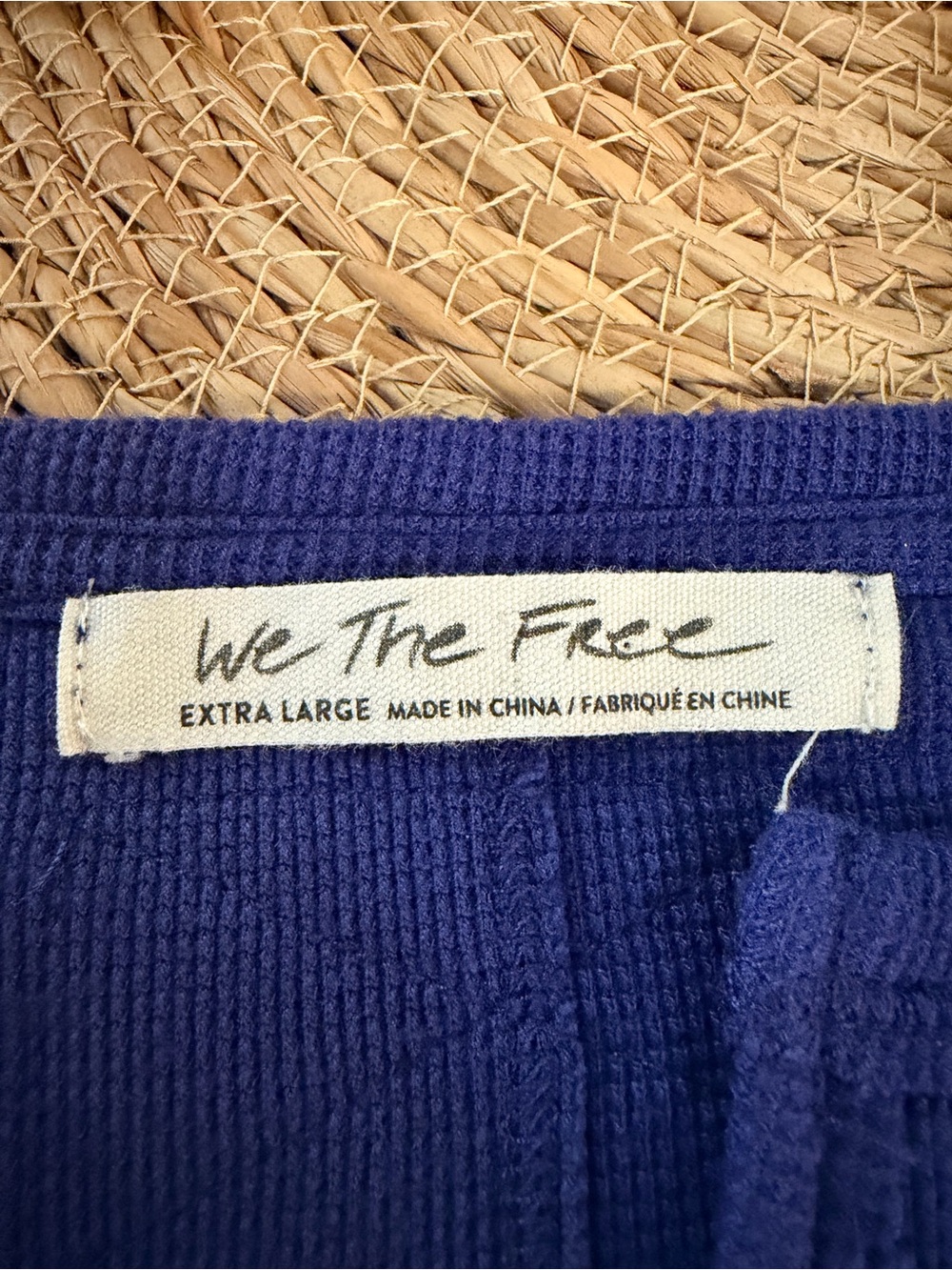 We The Free Deep Navy Long Sleeve Top with Patterned Sleeve Panels - Picture 4 of 4
